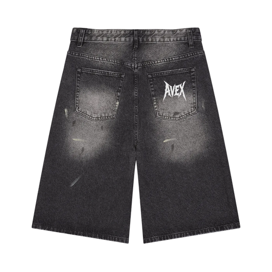Vintage Wash Wide Leg Denim Shorts