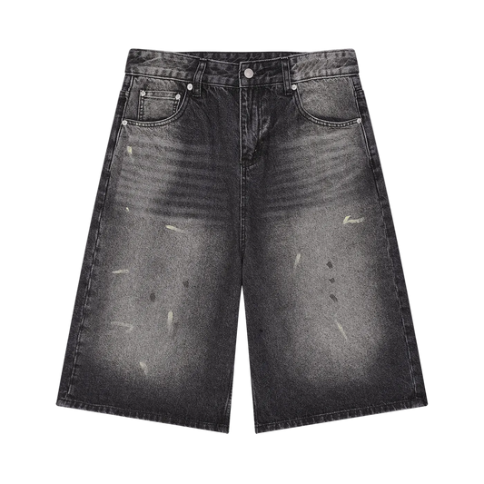 Vintage Wash Wide Leg Denim Shorts