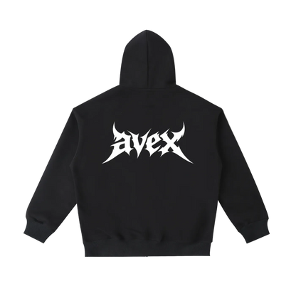 black Heavyweight double zipper hoodie