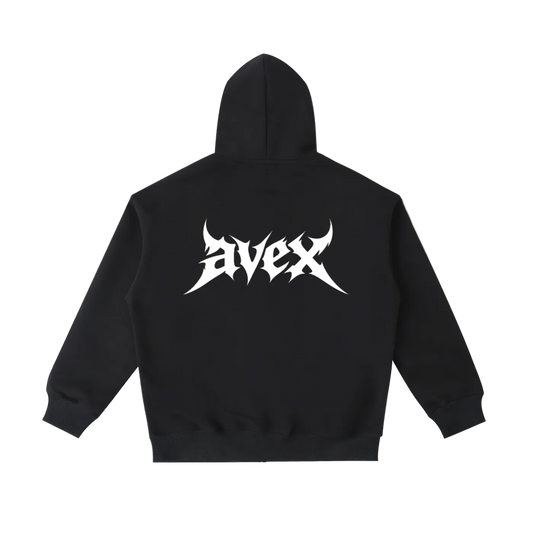 black Heavyweight double zipper hoodie