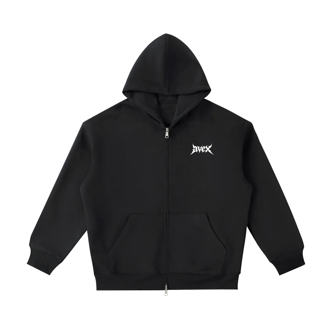 black Heavyweight double zipper hoodie
